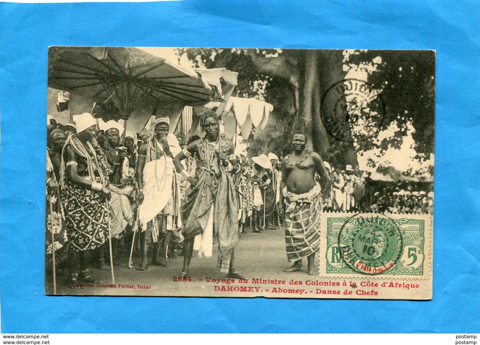 Dahomey-voyage Ministre Des Colonis-gros Plan Danse De Chefs- Tp 5c N°21+cachet Ouidah 4 Mars 1910-édit Fortier - Dahomey