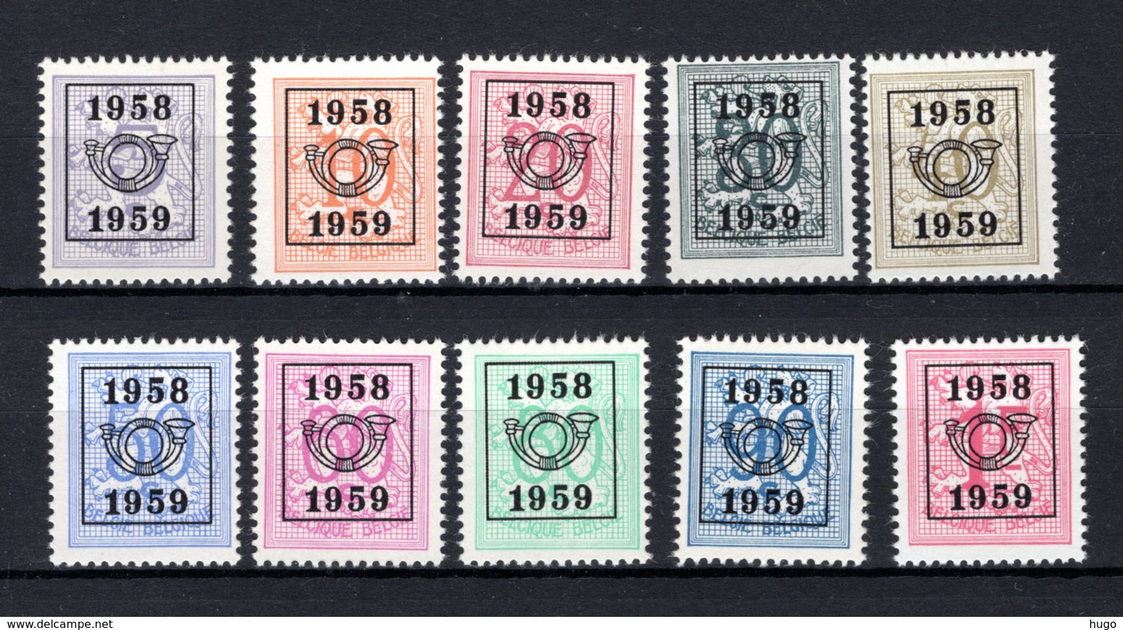 PRE676/685 MNH** 1958 - Cijfer Op Heraldieke Leeuw Type E - REEKS 51 - Typos 1951-80 (Chiffre Sur Lion)