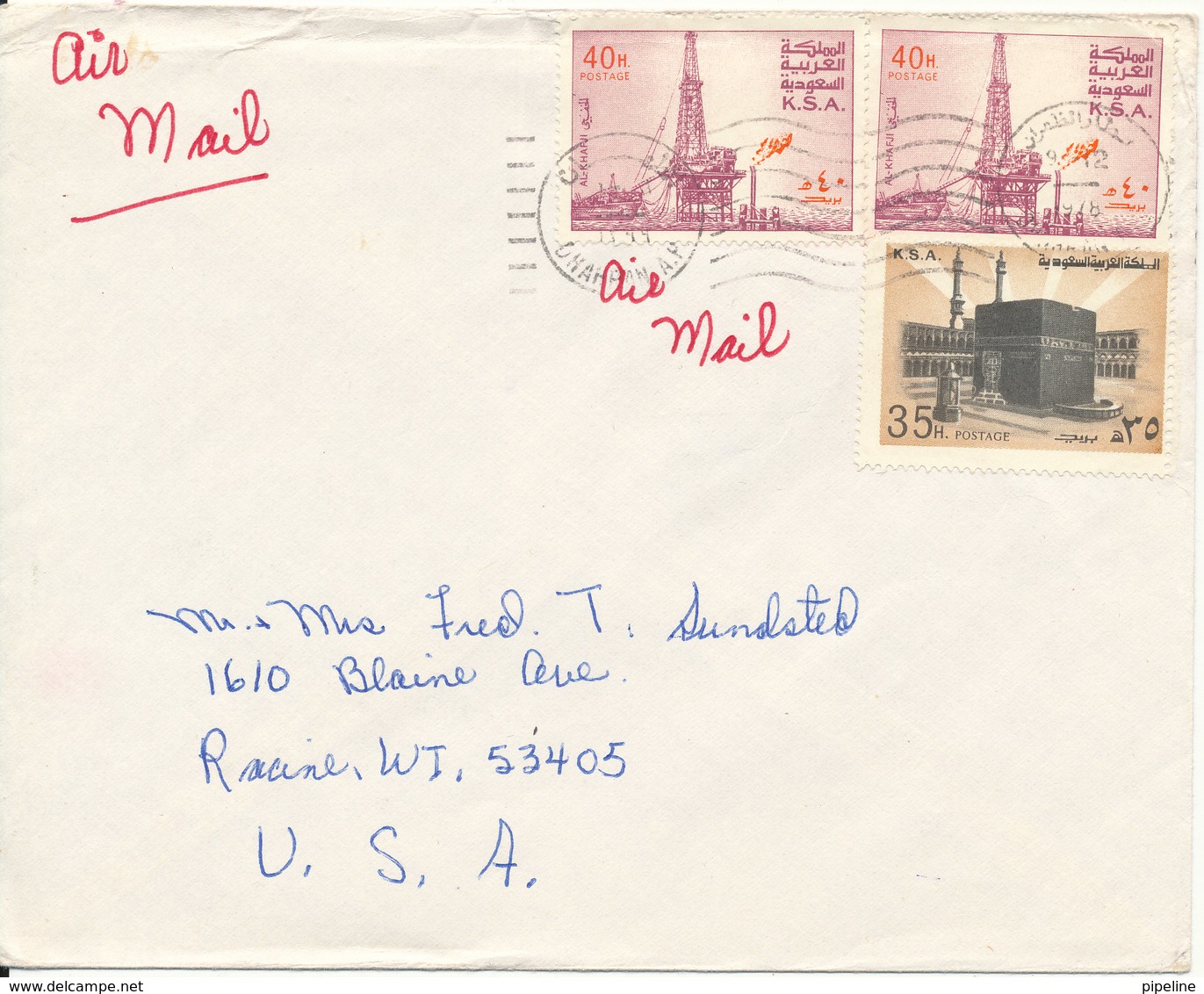 Saudi Arabia Cover Sent Air Mail To USA 1978 - Saudi Arabia