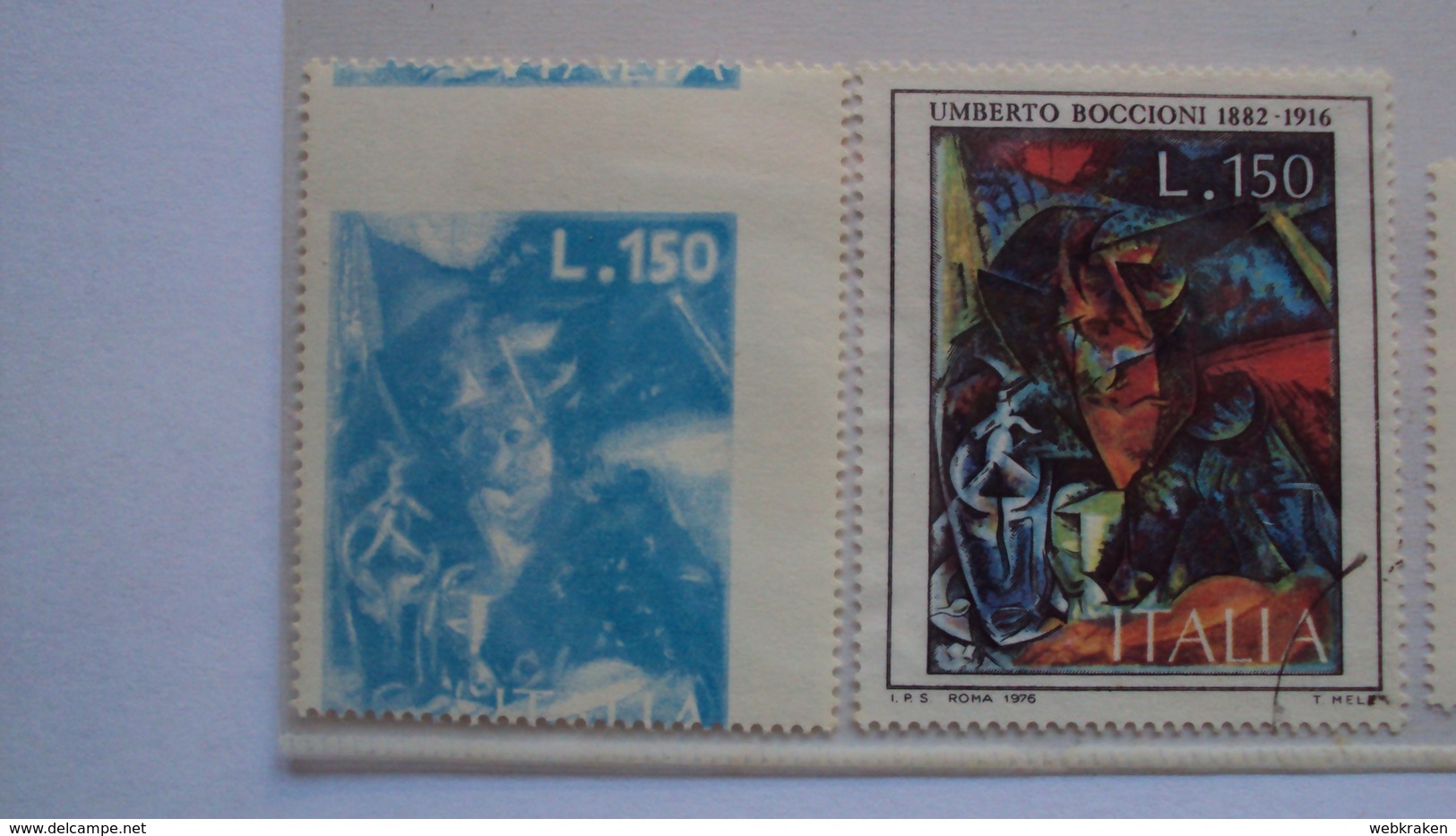 ITALIA REPUBBLICA VARIETà UMBERTO BOCCIONI PROVE DI STAMPA ORIGINALE A FIANCO FRANCOBOLLO RIFERIMENTO - 1961-70: Ungebraucht