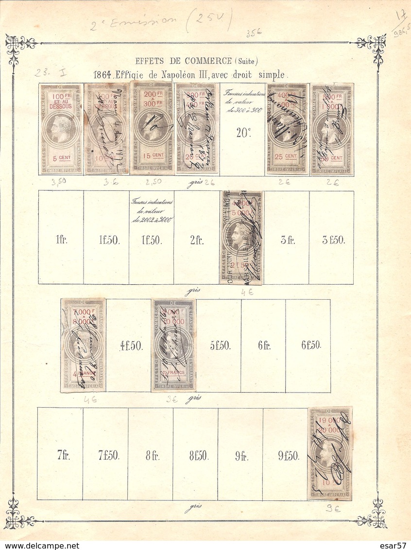 Fiscaux Lot De Timbres Effets De Commerce 2 - Sonstige & Ohne Zuordnung