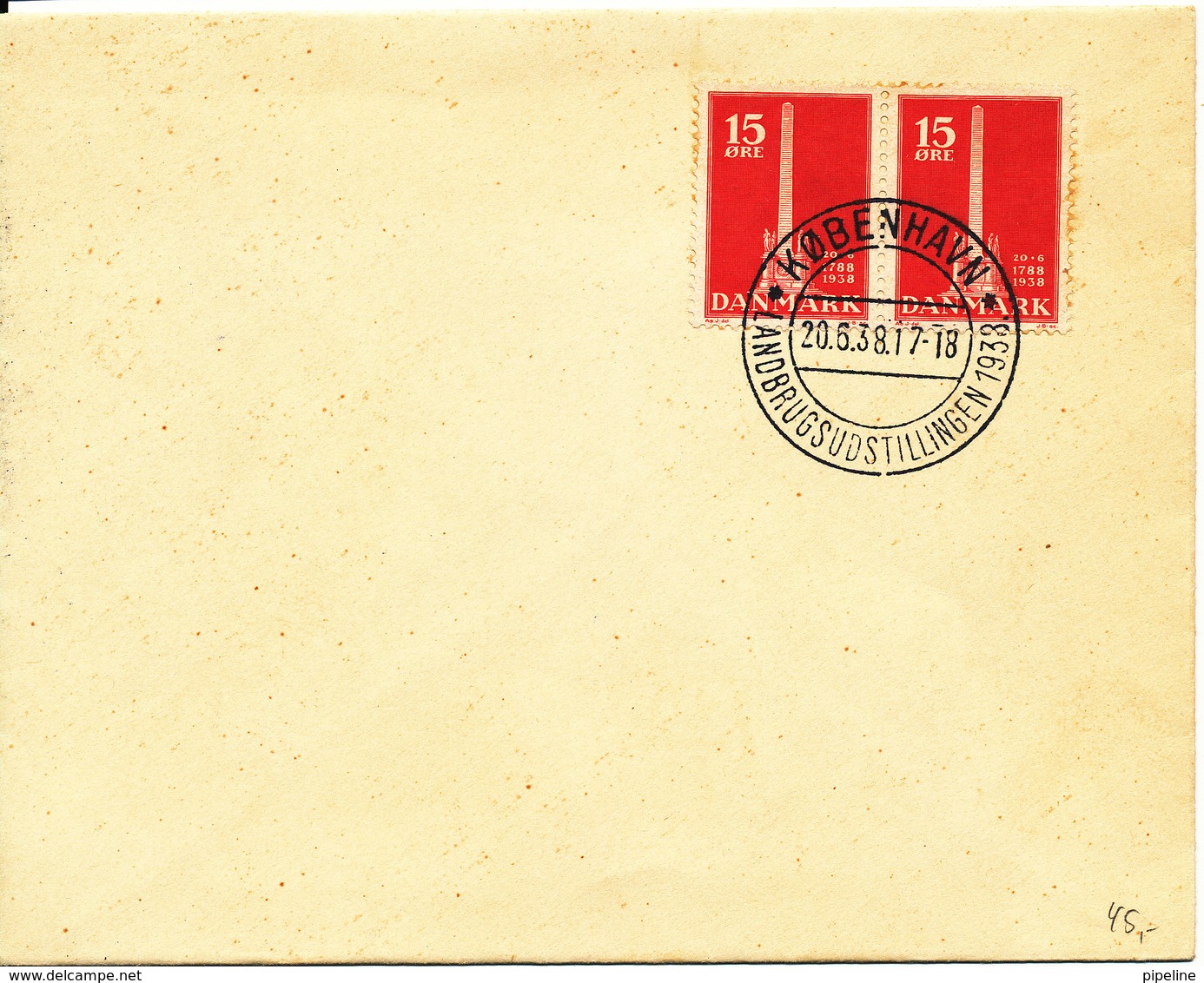 Denmark Cover With Special Postmark Copenhagen 20-6-1938 (LANDBRUGSUDSTILLINGEN) - Covers & Documents