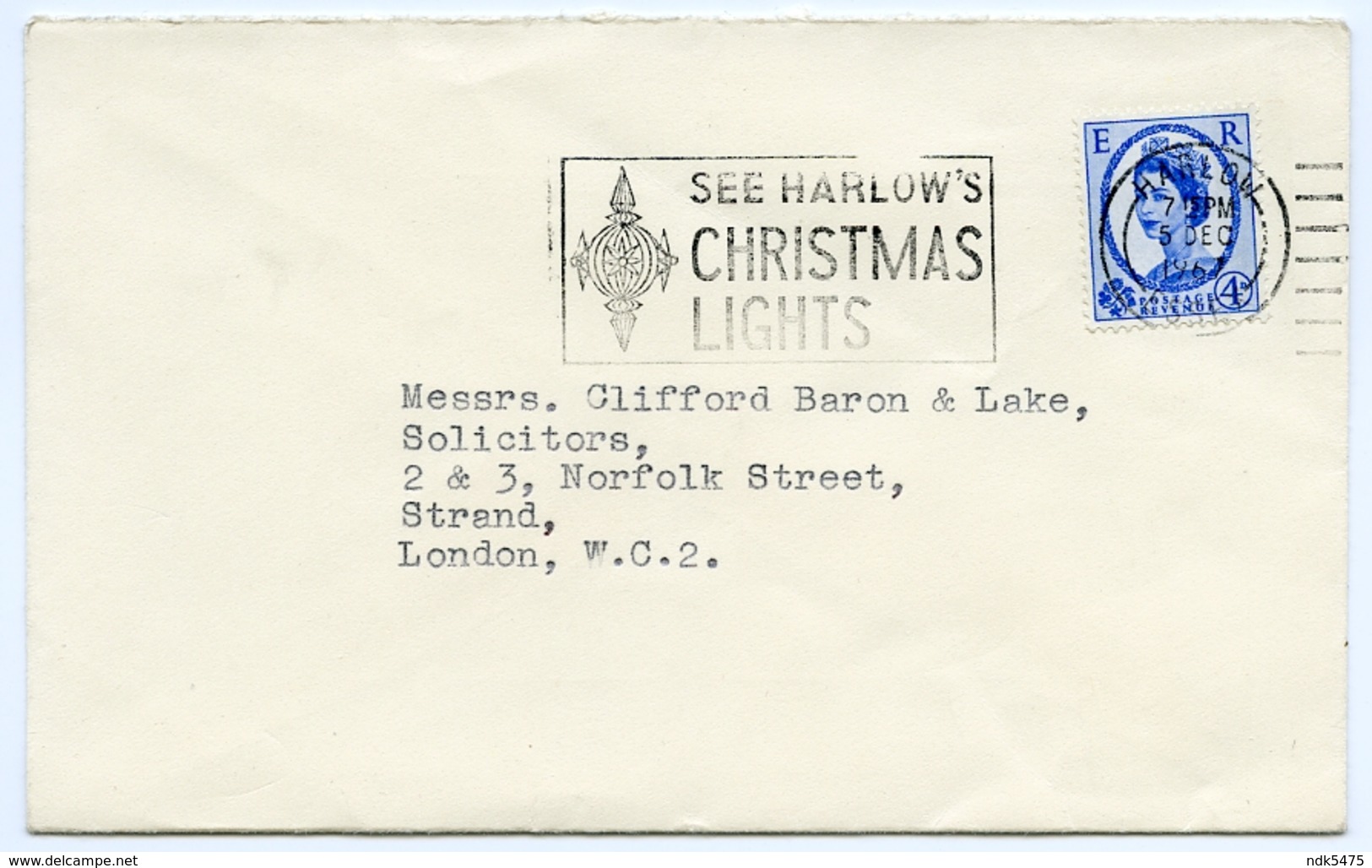 Slogan Postmark - HARLOW's Christmas Lights, 1967 / Barclays Bank - Postal Stationery / London, Strand, Norfolk Street - Covers & Documents