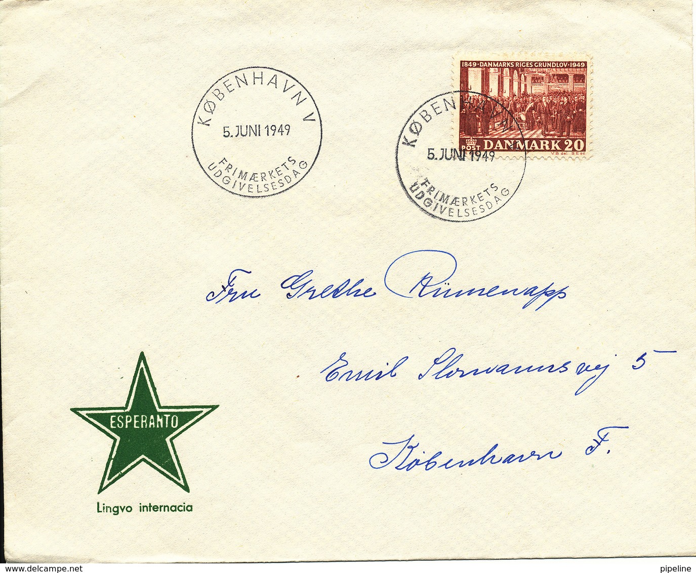 Denmark FDC 5-6-1949 On ESPERANTO Cover The 100th Anniversary Of The Danish Constitution - Esperanto