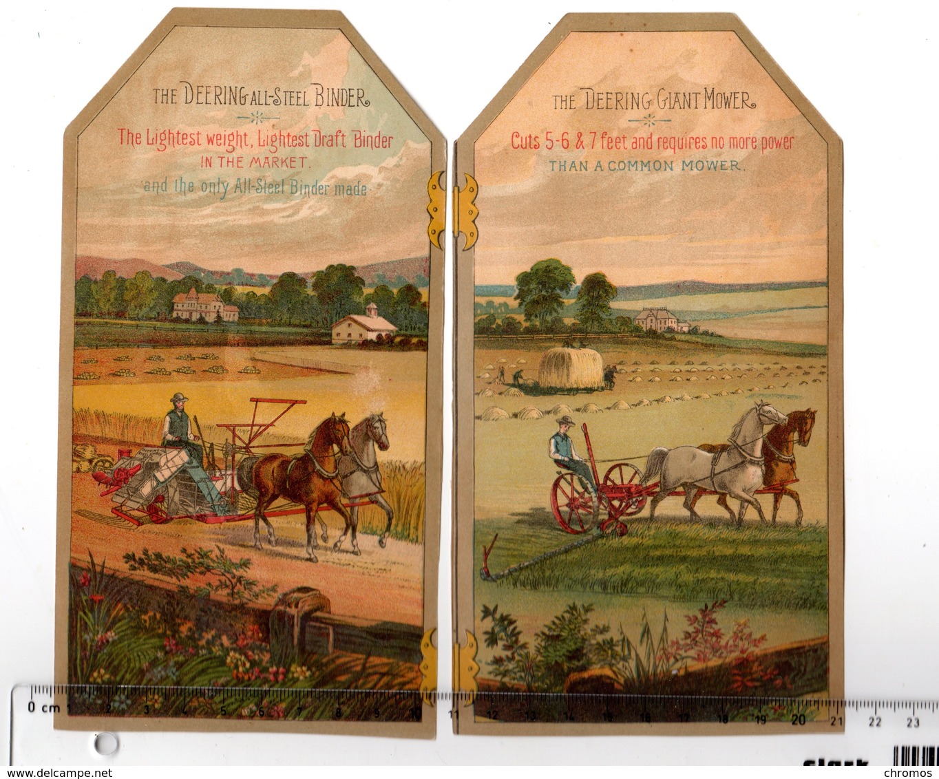 Chromo Américaine, USA, Etats Unis, 2 Big Size Trade Cards, Deering Agriculture Machines, Chicago - Other & Unclassified