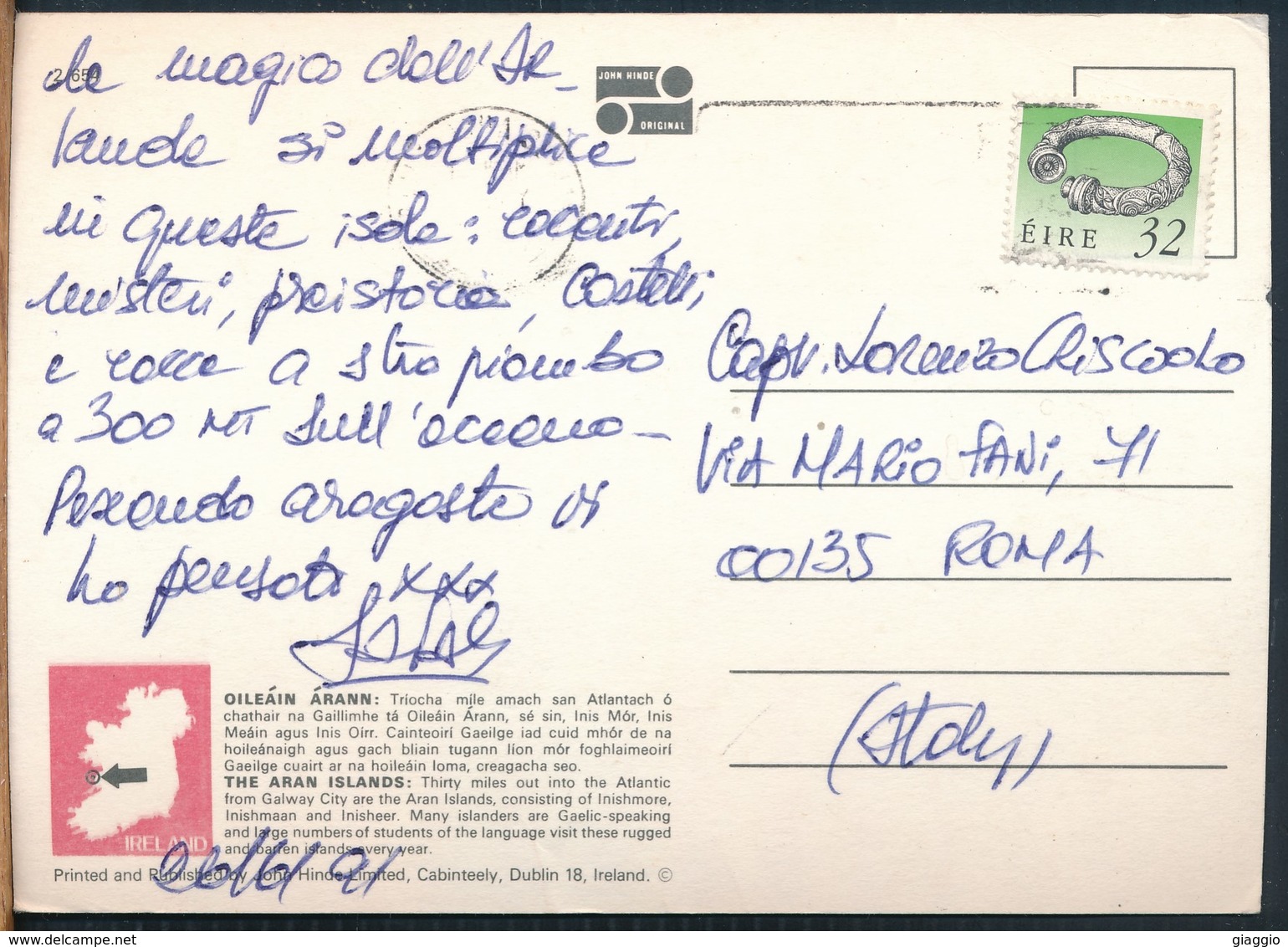 °°° 14920 - IRELAND - GREETINGS FROM THE ARAN ISLANDS - 1977 With Stamps °°° - Galway