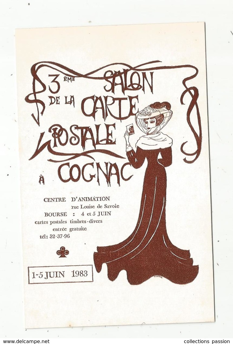 Cp, Bourses & Salons De Collections, 3 E Salon De La Carte Postale, COGNAC ,1983 - Borse E Saloni Del Collezionismo