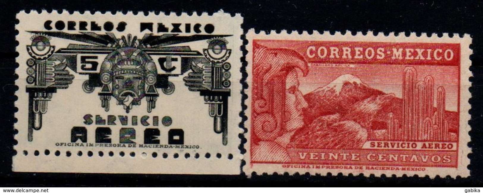 Mexico 1934-35 Scott C65 C68 MNH Air Mail, Aztec Symbols, Volcano, Cactus - Mexique