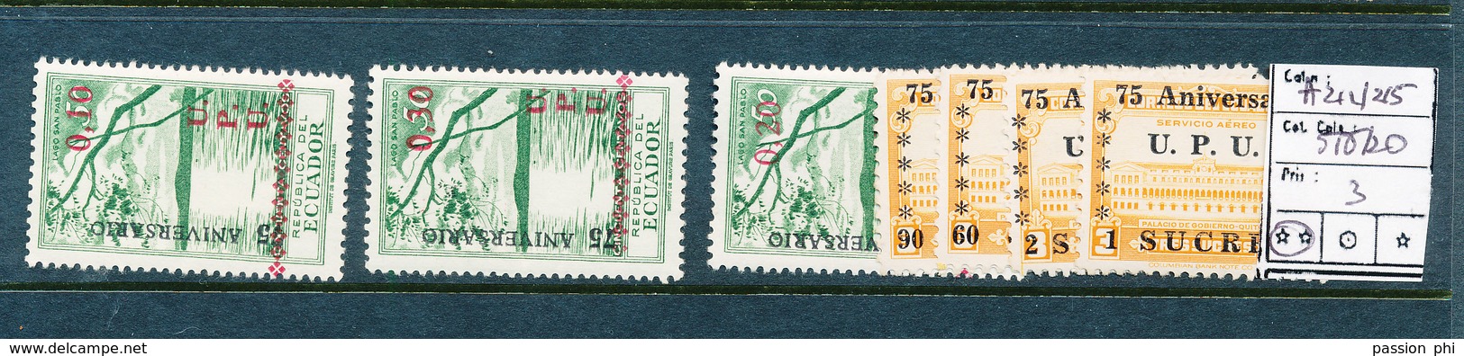 ECUATOR UPU 1949 YVERT 518/520 +A212/215 MNH - Equateur