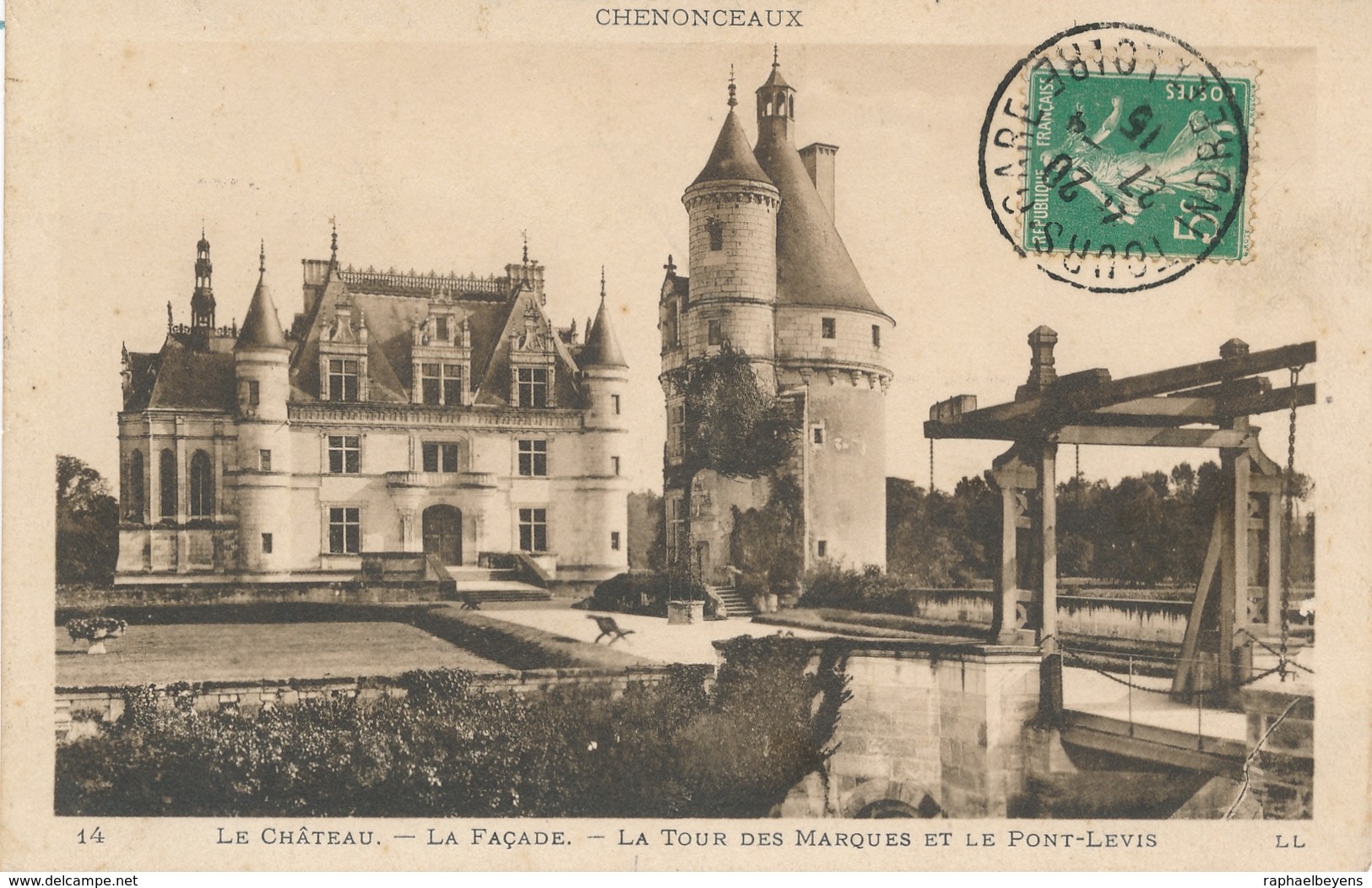 CPA 14. CHENONCEAUX - Le Château - La Façade - La Tour Des Marques Et Pont Levis - Chenonceaux