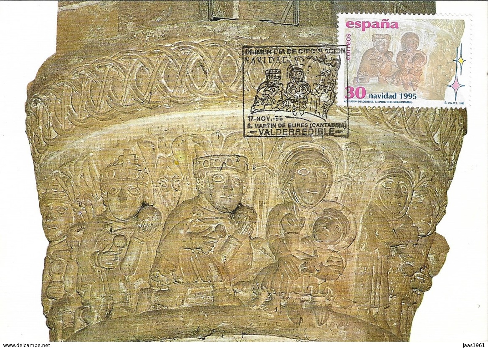 SPAIN. MAXICARD FIRST DAY. CHRISTMAS. ADORATION OF THE MAGICAL KINGS. ROMANESQUE. SAN MARTIN DE ELINES. VALDERREDIBLE. - Cartoline Maximum