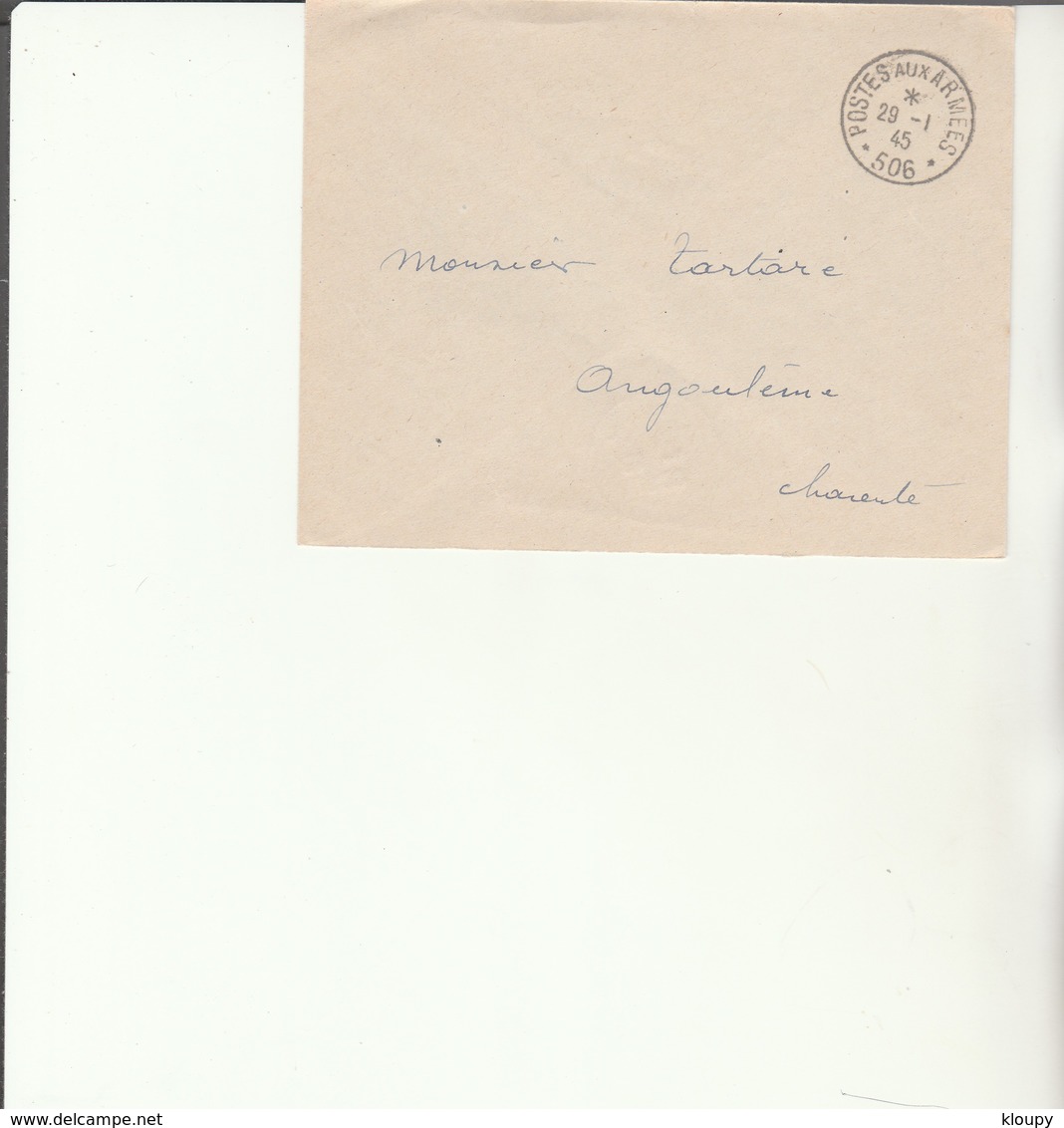 H 4 - Enveloppe Avec Cachet Poste Aux Armées N° 506 - Cachets Militaires A Partir De 1900 (hors Guerres)