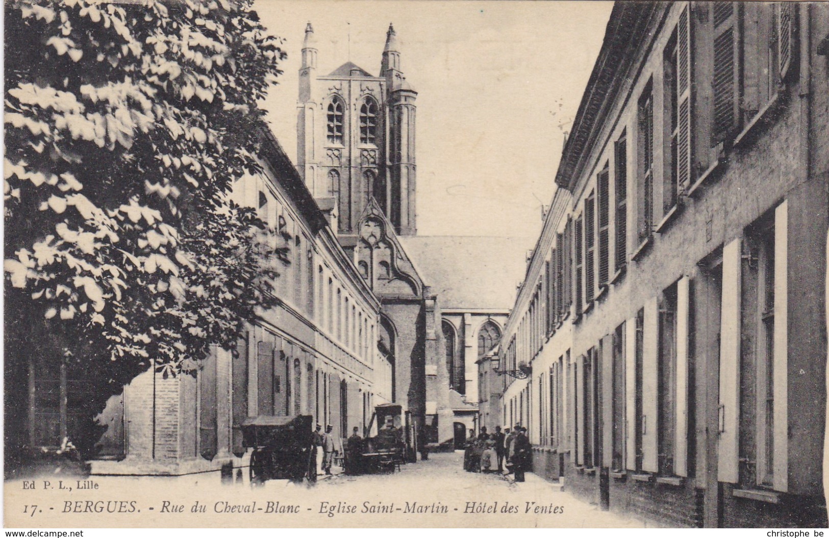 Bergues, Rue Du Cheval Blanc, Eglise Saint Martin, Hôtel Des Ventes (pk66007) - Bergues