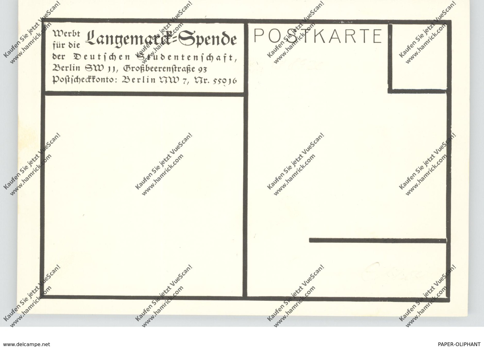 B 8920 LANGEMARK - POELKAPELLE, Langemarck-Spende, "Dem Gedenken Der Flandernkämpfer" - Langemark-Poelkapelle