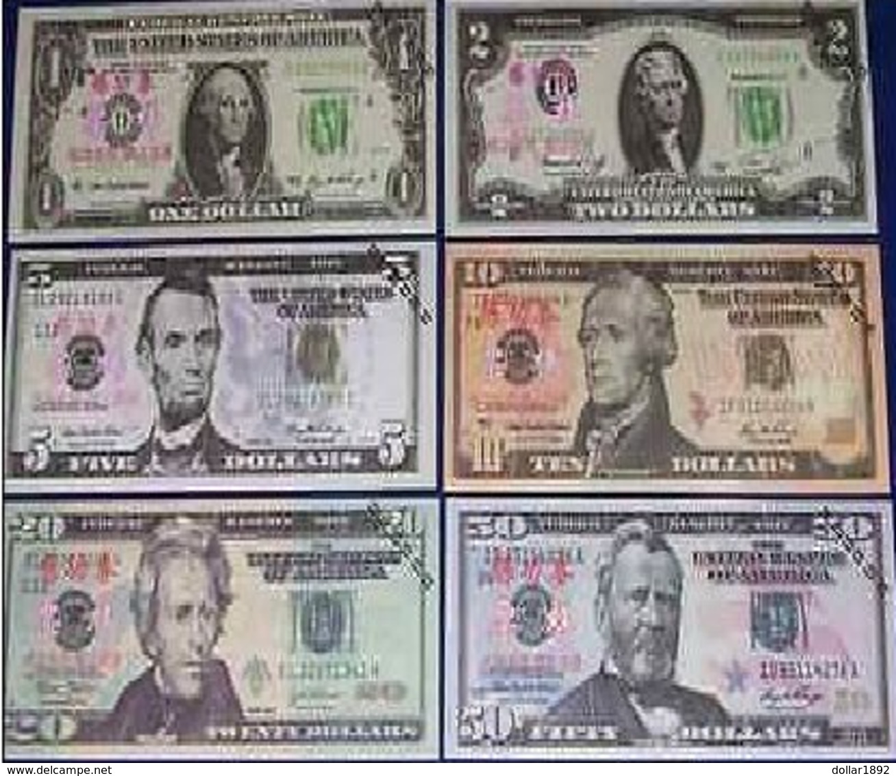 LOT SET SERIE 6 BILLETS  ETATS UNIS USA DOLLARS TEST NOTE CHINOIS SANS VALEUR - Autres - Asie