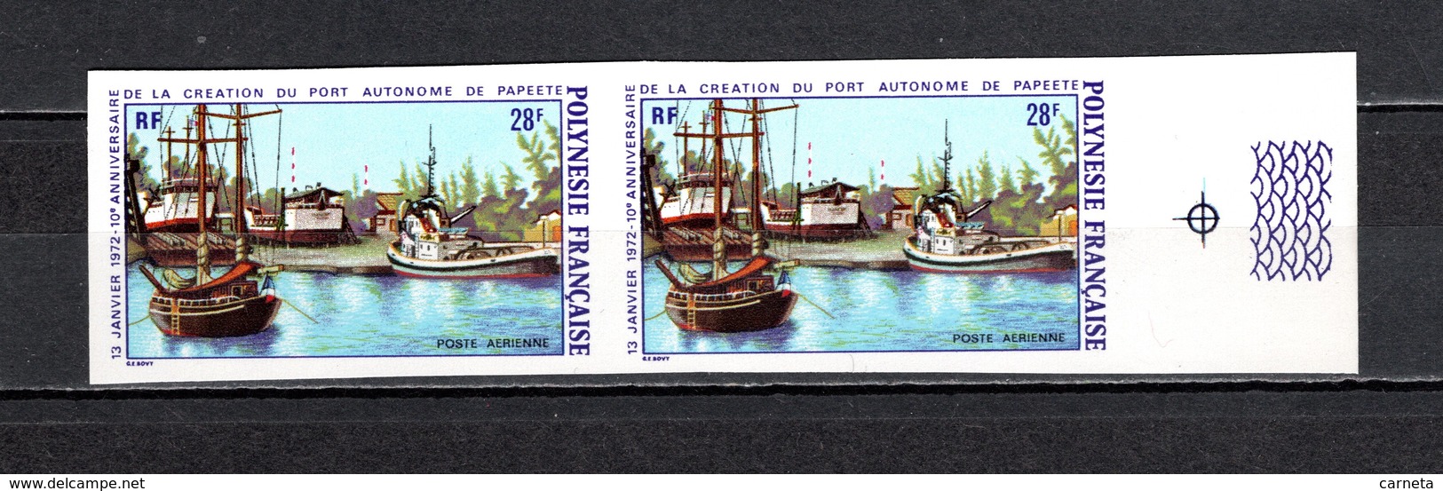 POLYNESIE  PA N° 60   NON DENTELE EN PAIRE   NEUF SANS CHARNIERE COTE 70.00€    PORT  BATEAUX - Imperforates, Proofs & Errors