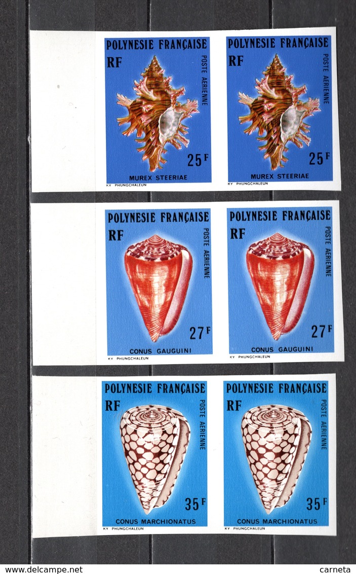 POLYNESIE PA  N° 114 à 116  NON DENTELES EN PAIRE   NEUFS SANS CHARNIERE COTE  100.00€  COQUILLAGE ANIMAUX - Imperforates, Proofs & Errors