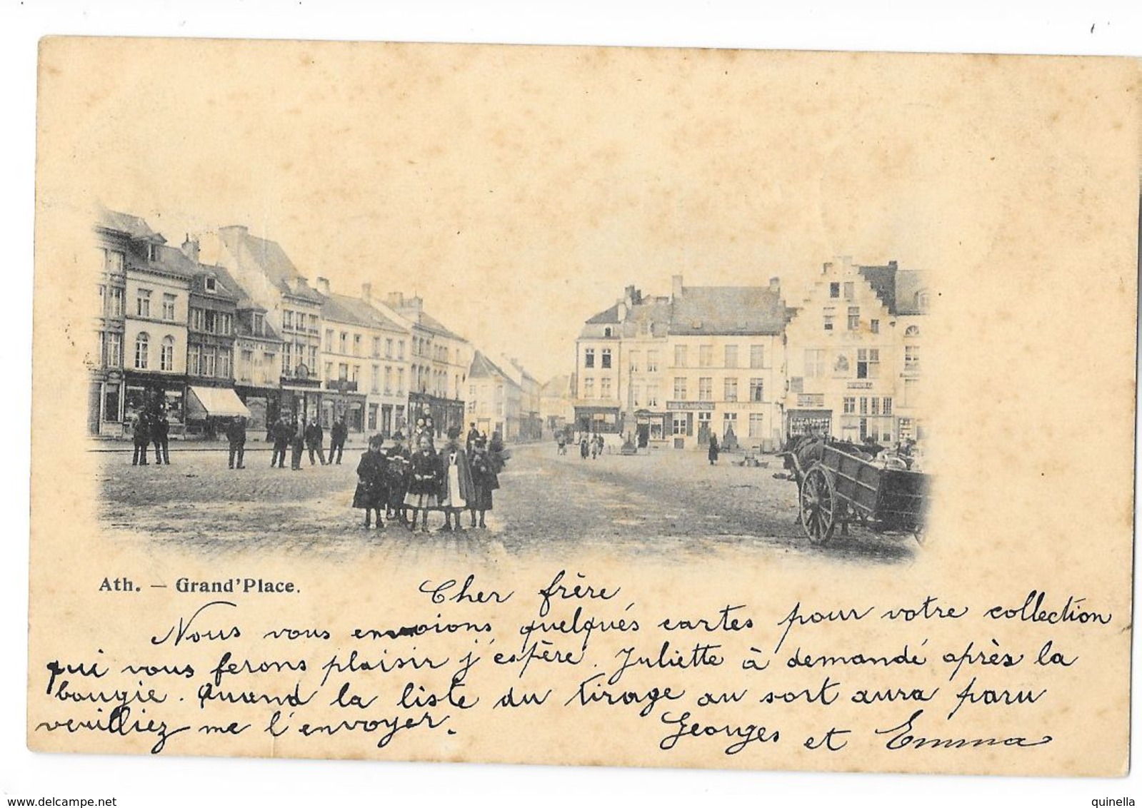 ATH  ( M 2602 )  Animation Grand'Place Et Vue Sur Le Rue De Tournai (actuelle Rue De France) - Ath