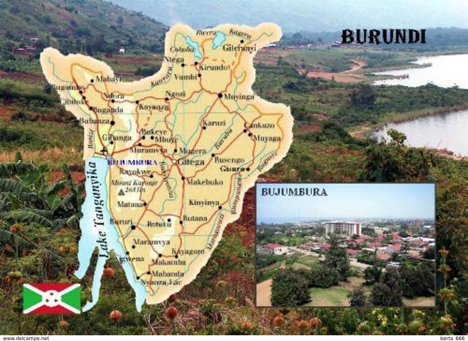 Burundi Country Map New Postcard Landkarte AK - Burundi