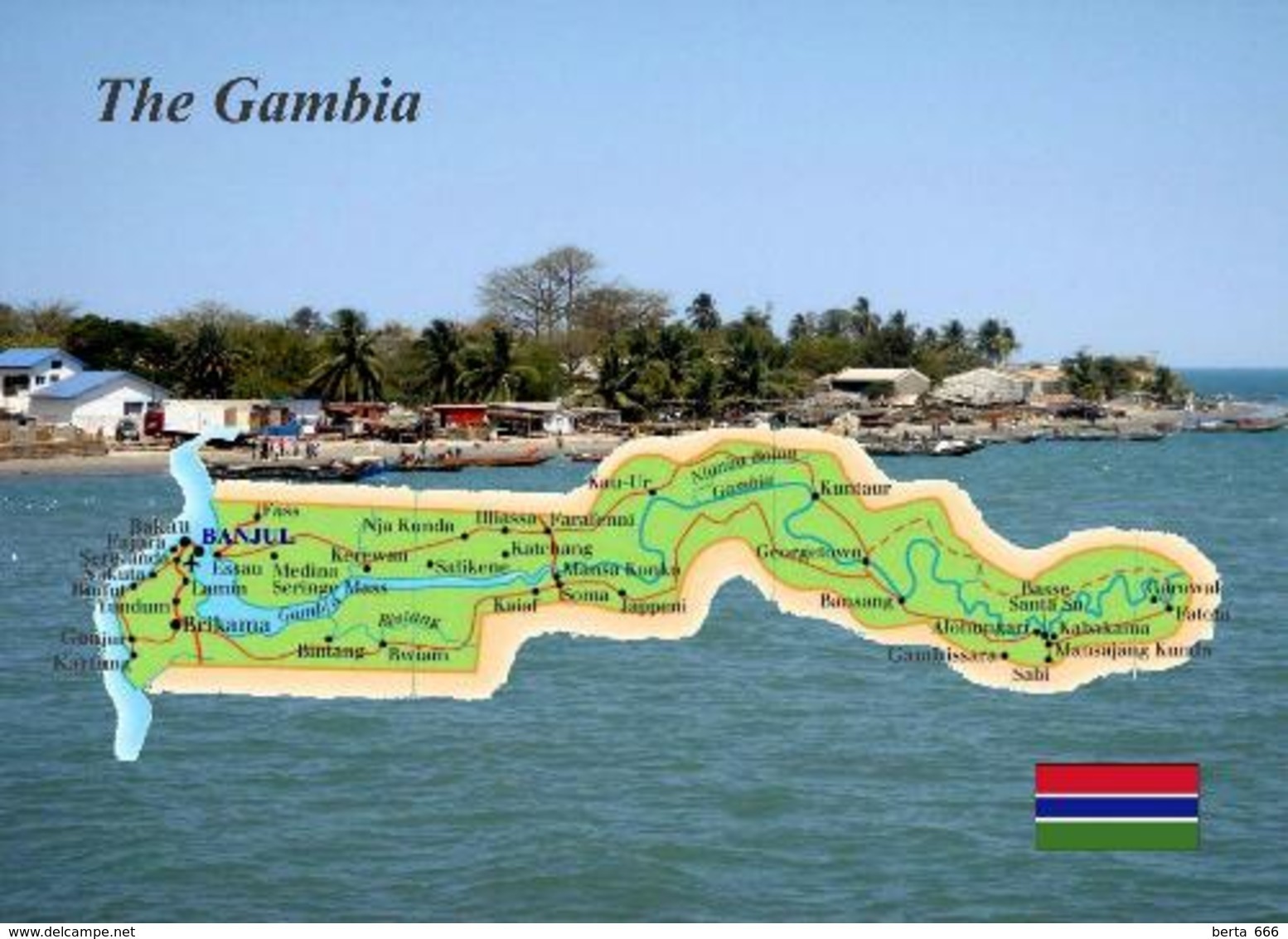 Gambia Country Map New Postcard Landkarte AK - Gambia