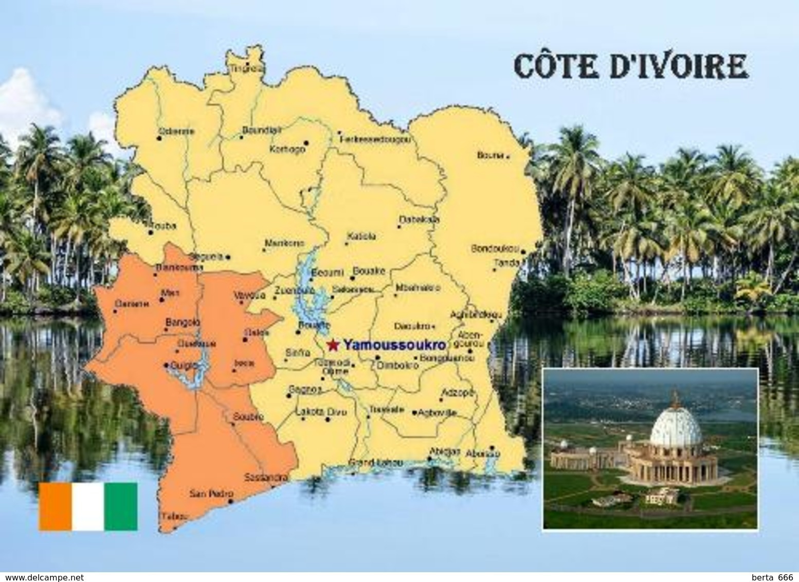 Ivory Coast Country Map New Postcard Elfenbeinküste Landkarte AK - Elfenbeinküste