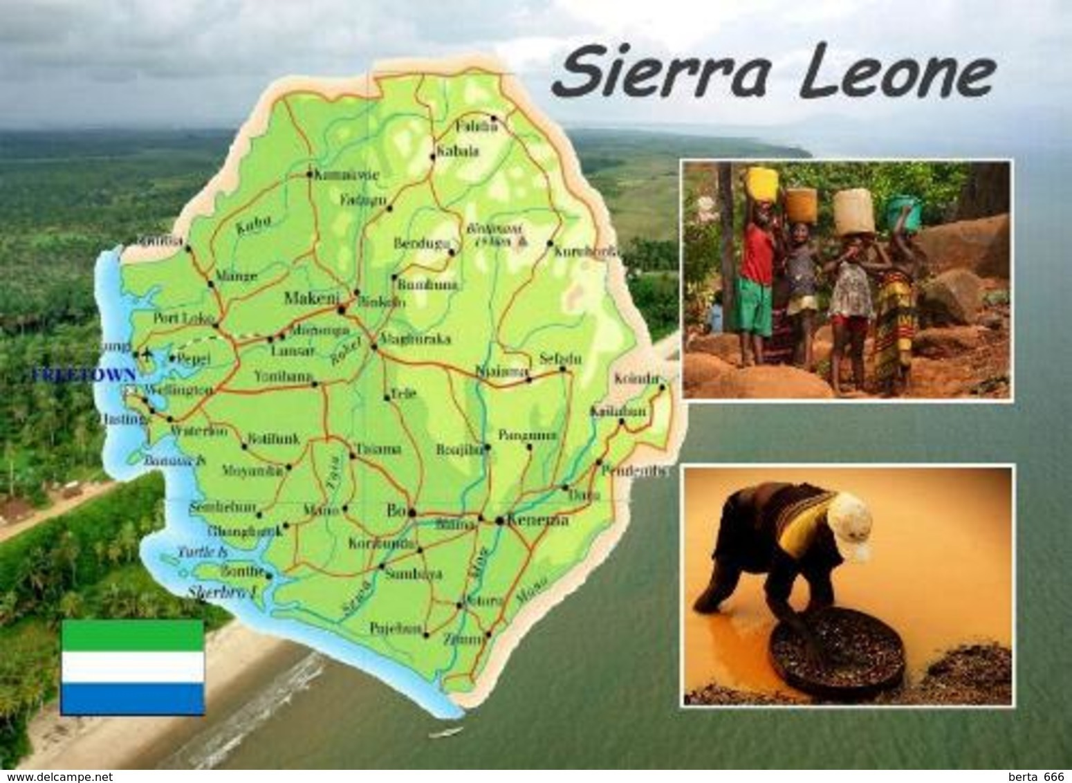 Sierra Leone Country Map New Postcard Landkarte AK - Sierra Leone