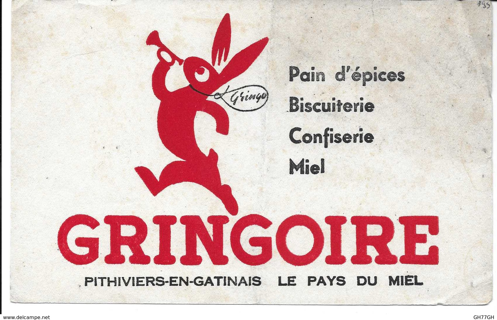 Buvard Ancien GRINGOIRE -pithiviers-en-gatinais - Sucreries & Gâteaux