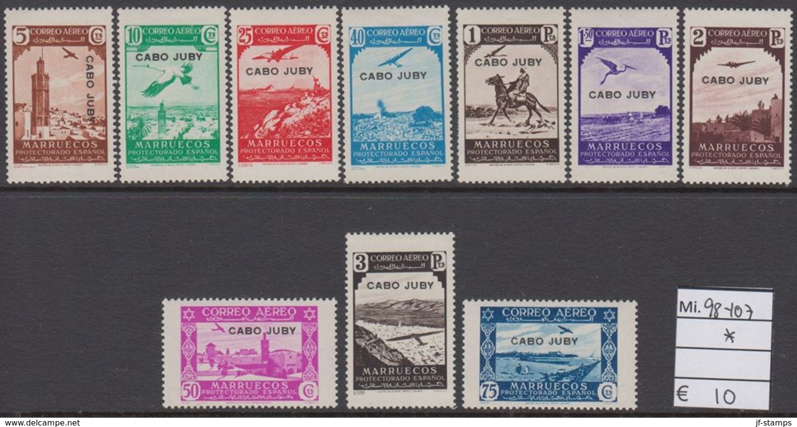 1938. CABO JUBY. 1Flugzeug über Landschaften. Nicht Ausgegebene Marken Von Spanisch-M... (Michel 98-107) - JF317881 - Cape Juby