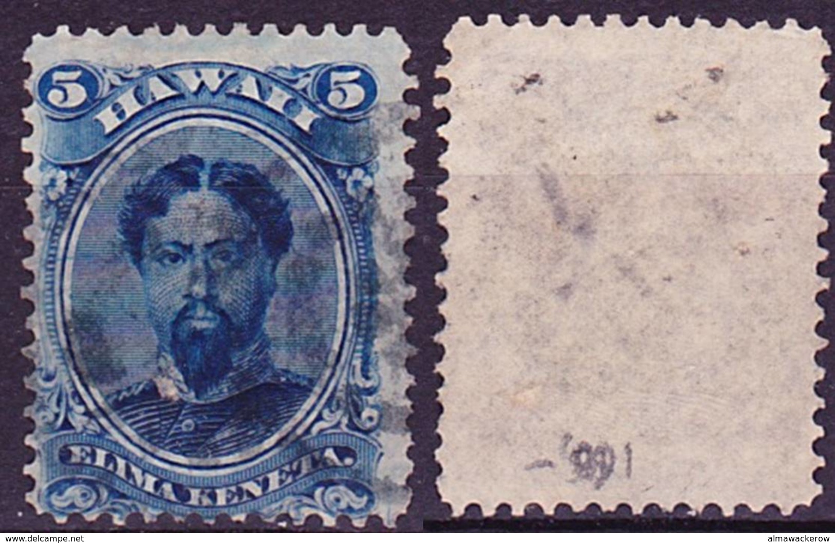 Hawaii 1866 King Kamehameha V. Definitive Mi 17 Used O - Hawaii