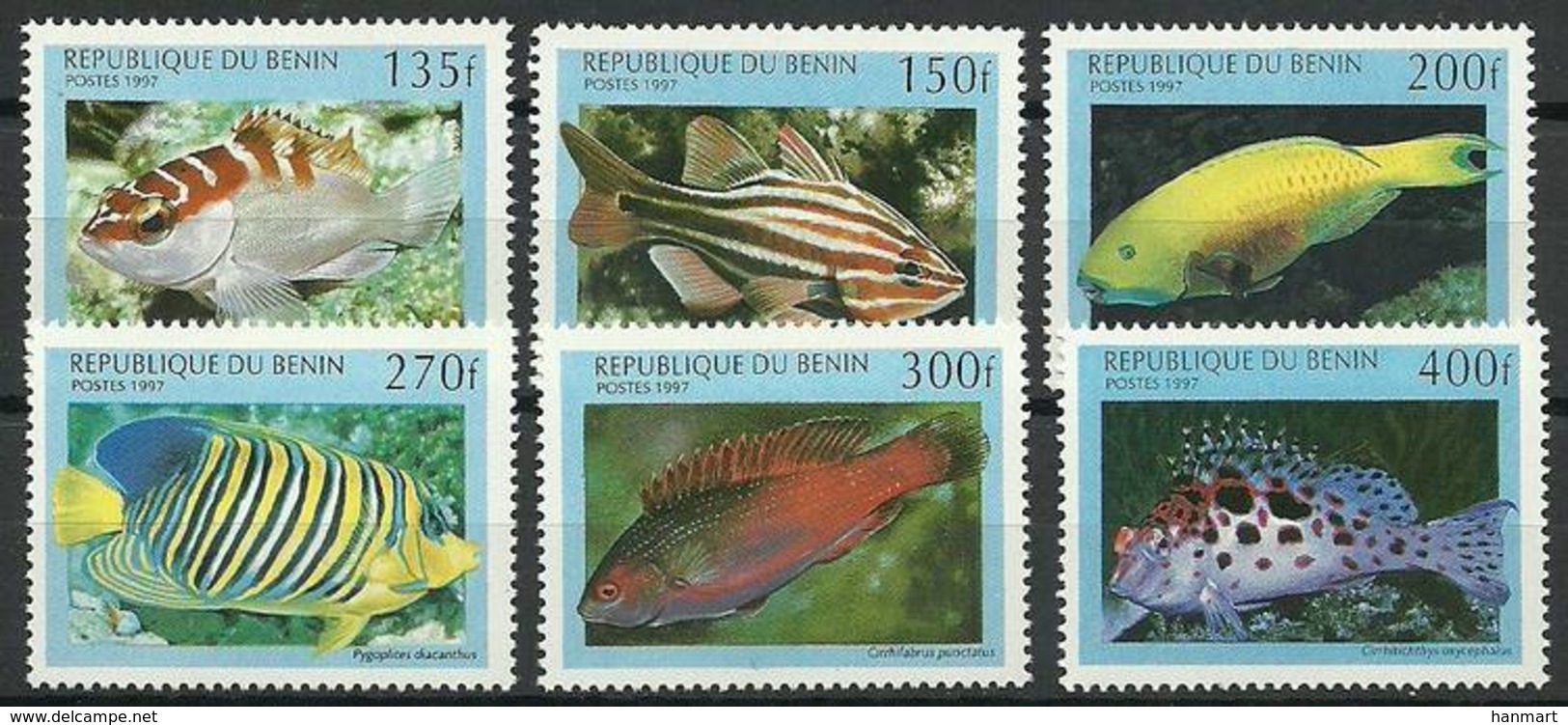 Benin 1997 Mi 978-983 MNH ( ZS5 BNN978-983dav37A ) - Fishes