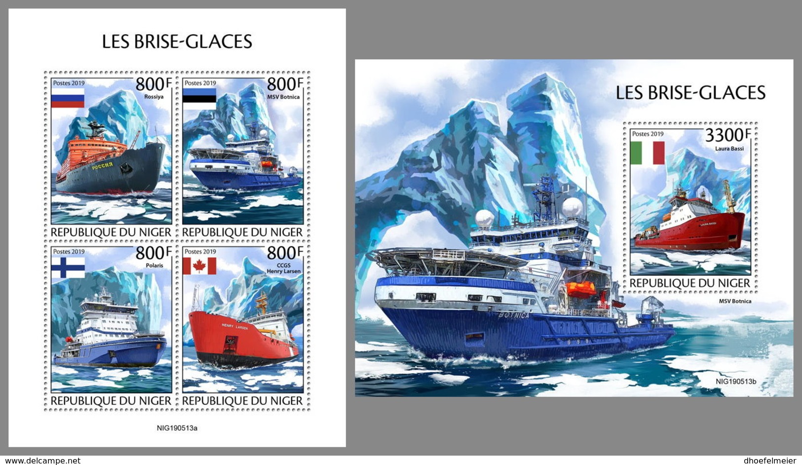 NIGER 2019 MNH Icebreakers Eisbrecher Brise-glace M/S+S/S - OFFICIAL ISSUE - DH1950 - Ships