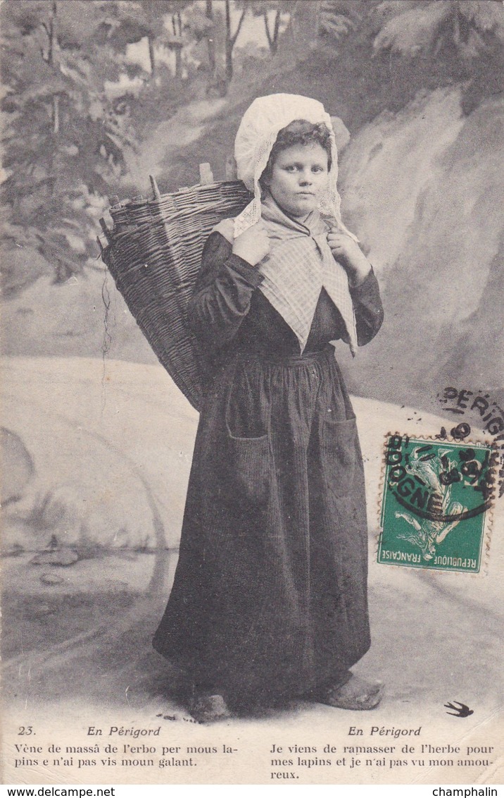 En Périgord - Je Viens De Ramasser De L'herbe Pour Mes Lapins... - Folklore Costume Traditionnel Coiffe Hotte - CAD - Autres & Non Classés