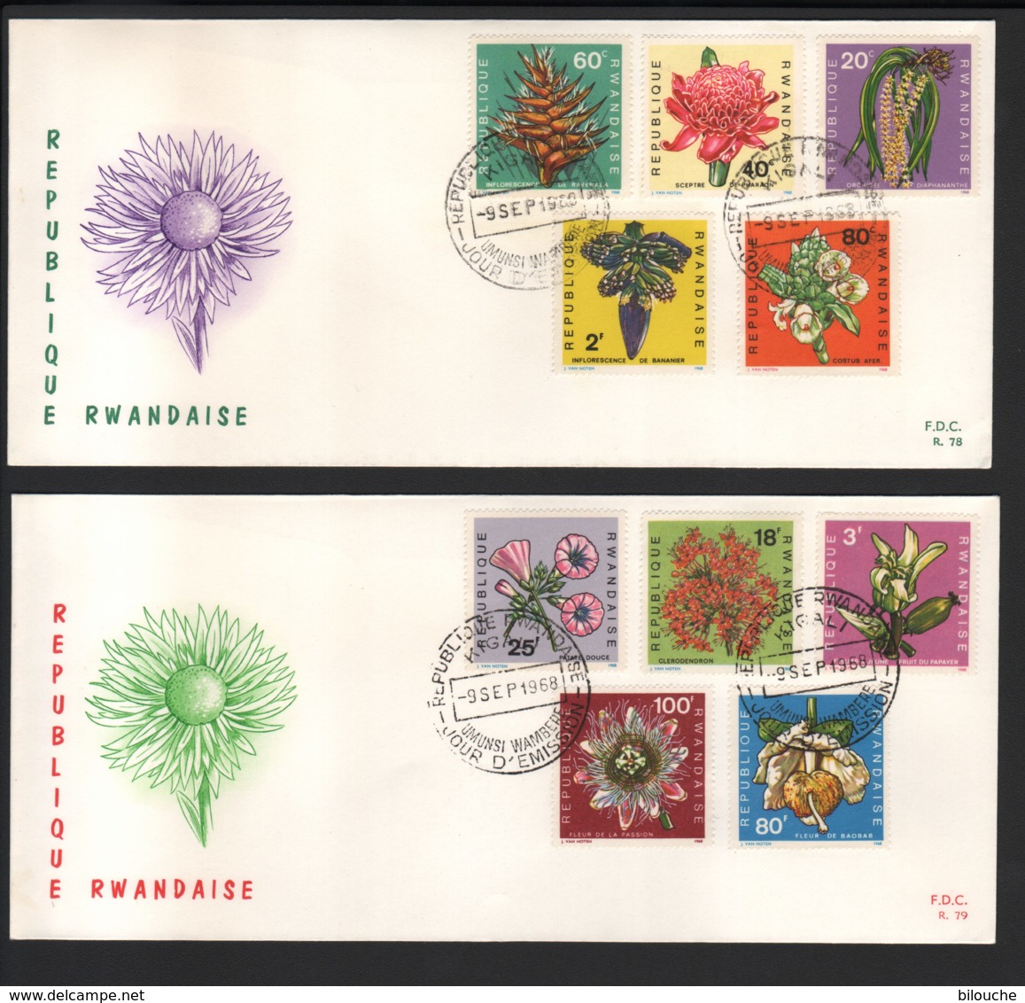 RWANDA / 2 FDC's Du 09.09.1986 / FLEURS II - 1980-1989