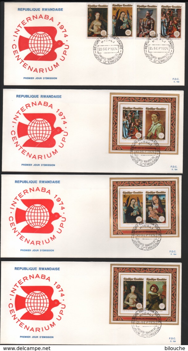 RWANDA / 9 FDC's Du 23.09.1974 / STOCKHOLMIA - INTERNABA - U.P.U. 1974 - 1970-1979