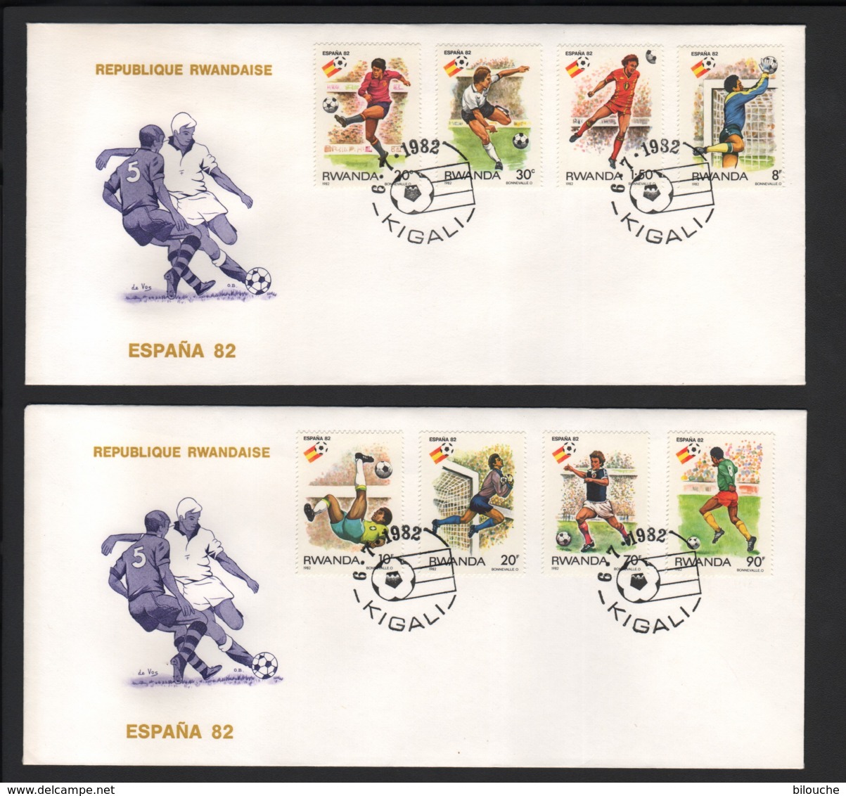 RWANDA / 2 FDC's Du 06.07.1982 / COUPE DE MONDE DE FOOTBALL EN ESPAGNE 1982 - 1980-1989
