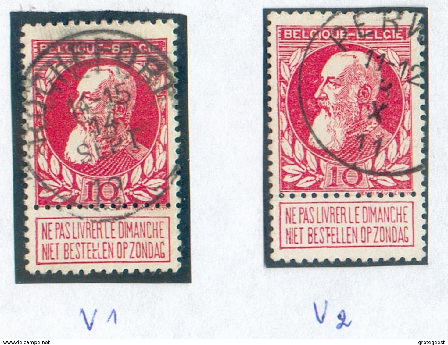 N°74(2) - 10c. Carmin (2ex.) Avec Variétés V.1 Et V.2  - 14883 - 1905 Grosse Barbe