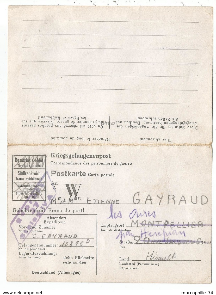 STALAG IV A CARTE DOUBLE AVEC REPONSE W 12.3.1945 - Guerre De 1939-45