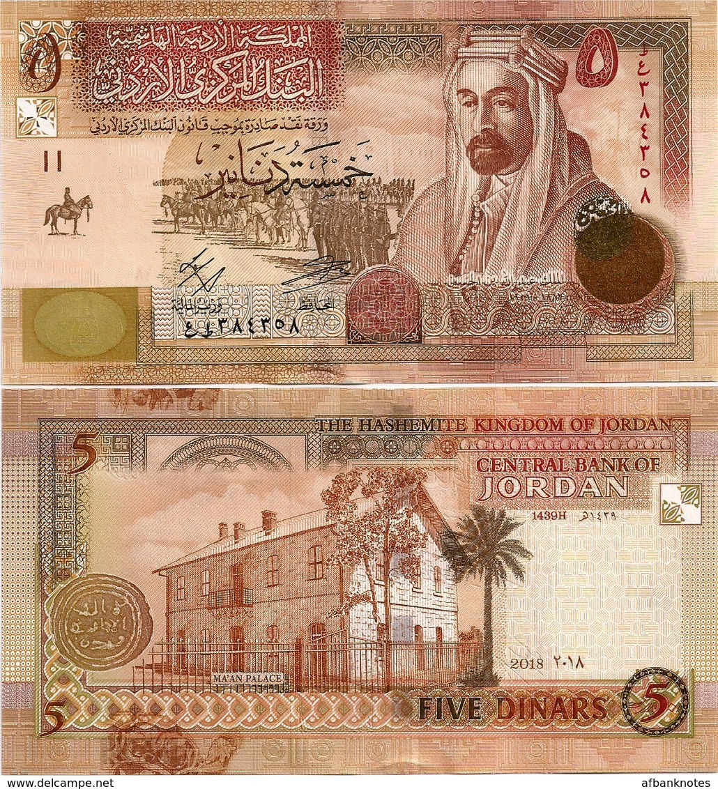 JORDAN       5 Dinars       P-35[h]       2018 / AH1439          UNC - Giordania