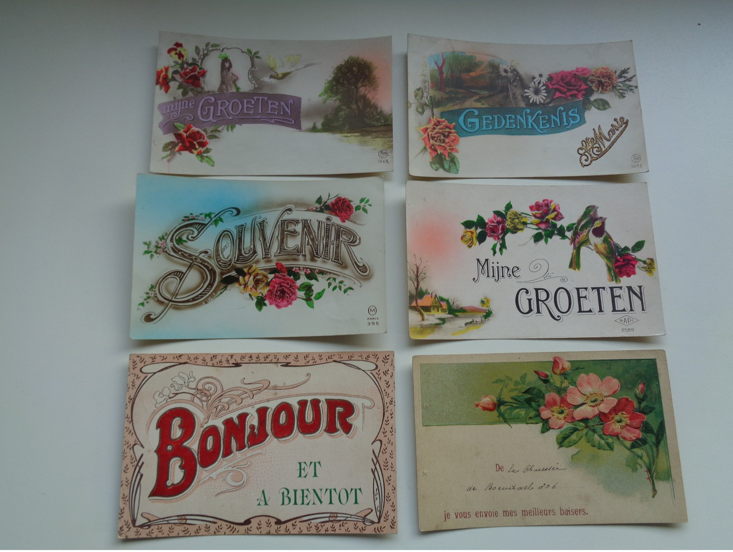 Beau Lot De 20 Cartes Postales De Fantaisie  Bonjour  Souvenir  Pensée      Mooi Lot 20 Postkaarten Van Fantasie Groeten - 5 - 99 Cartes