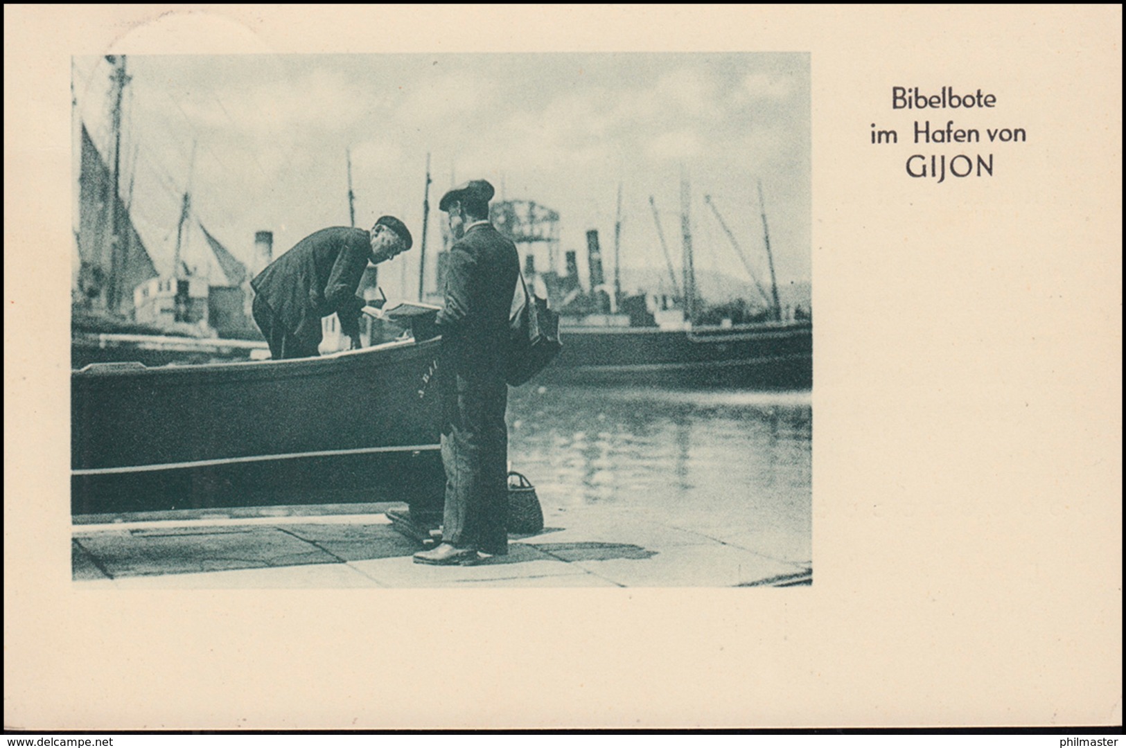 AK Bibelbote Im Hafen Von Gijon Deutsch-evang. Arbeit In Spanien WONSEES 29.8.36 - Sonstige & Ohne Zuordnung