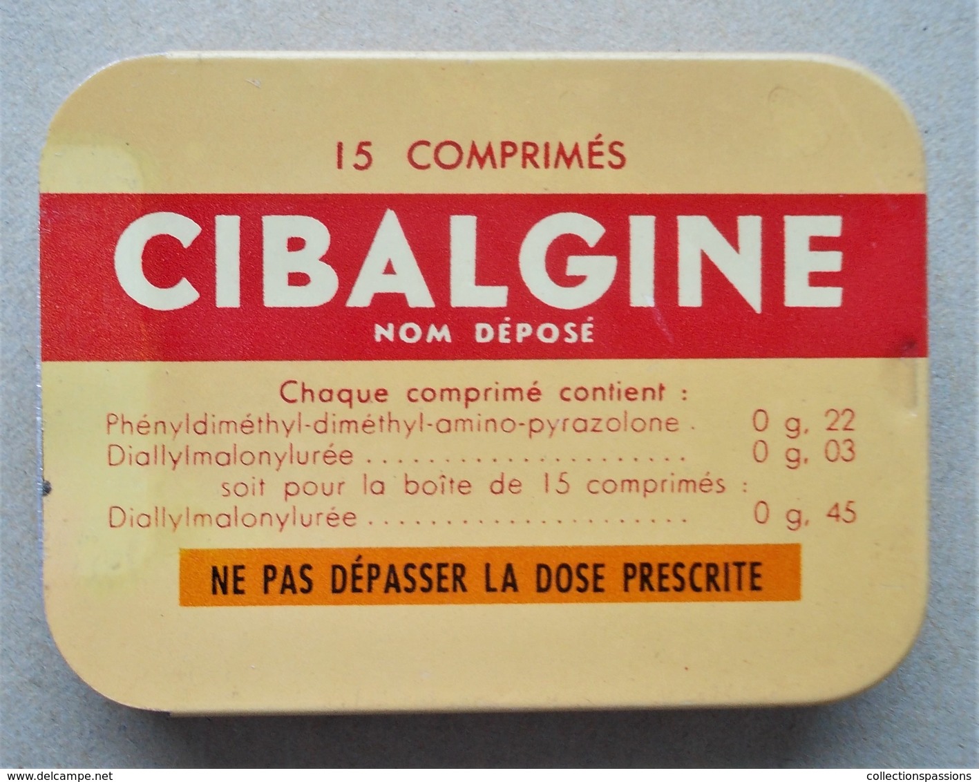 - Boite Métal. CIBALGINE - Pharmacie - - Matériel Médical & Dentaire