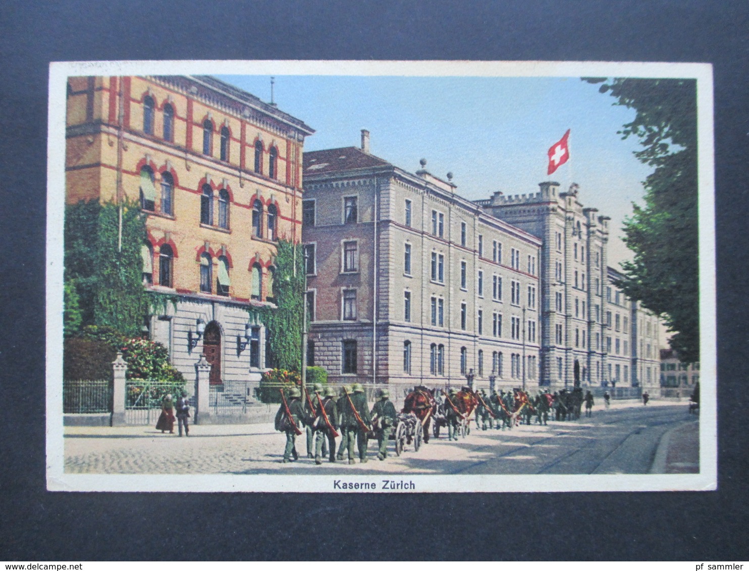 Schweiz 1940er Jahre Feldpost 2. WK Militärsache AK Kaserne Zürich Stempel Zürich Kaserne Militärpost - Covers & Documents