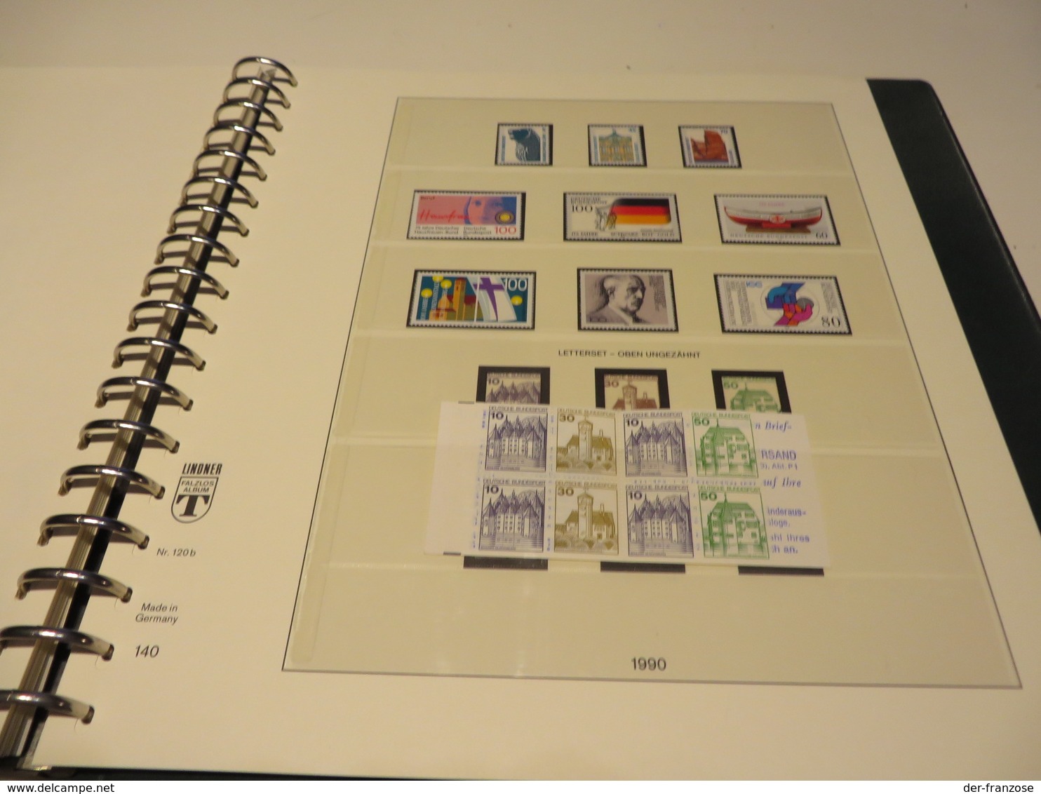 DEUTSCHLAND - BUND  1986 bis 1991  Posten  ** / MARKEN auf LINDNER -T- FALZLOS - VORDRUCKTEX  im RINGBINDER