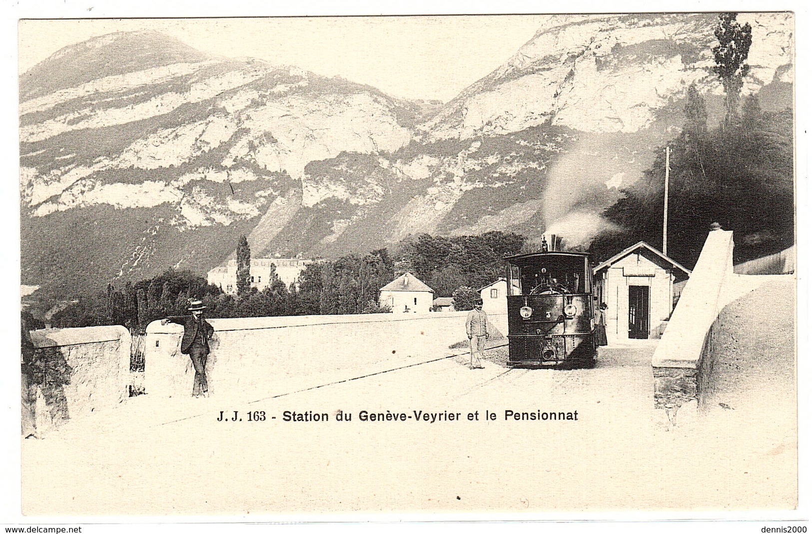 Station Du Genève-Veyrier Et Le Pensionnat - TRAIN EN MARCHE - Ed. J. J. - 163 - Genève