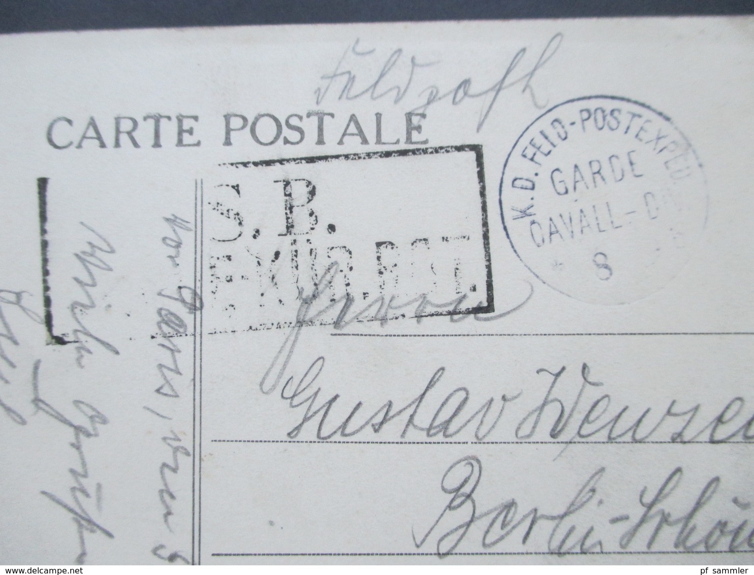 DR Feldpost 1. WK 1916 AK Fere - En - Tardenois Ruines L'Ancienne Salle D'Armes Edit. Houdry SB Stempel Garde Cavall Div - Briefe U. Dokumente