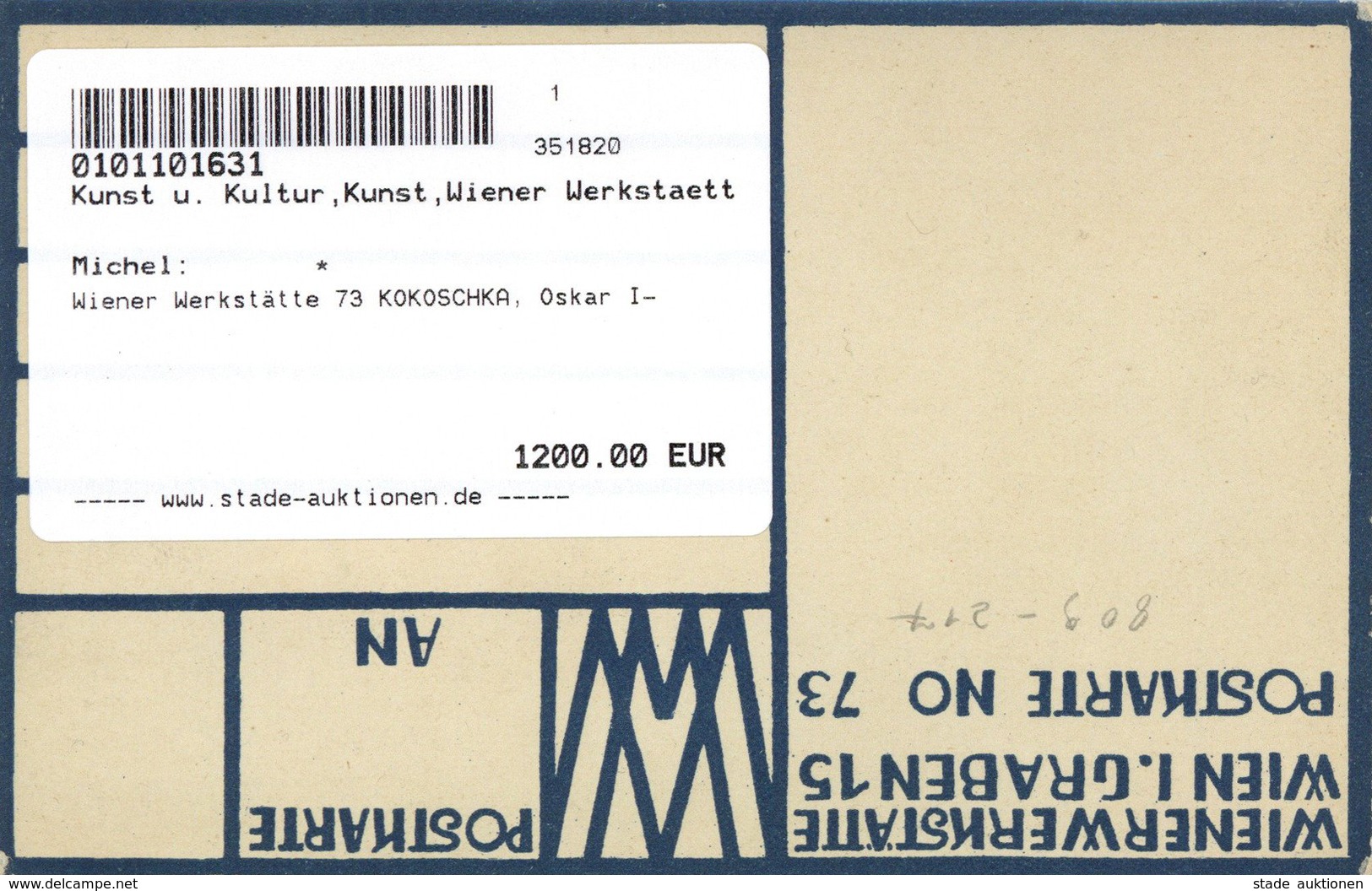 Wiener Werkstätte 73 KOKOSCHKA, Oskar I- - Kokoschka