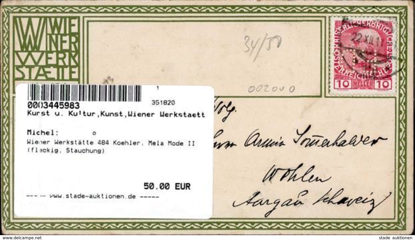 Wiener Werkstätte 484 Koehler, Mela Mode II (fleckig, Stauchung) - Kokoschka