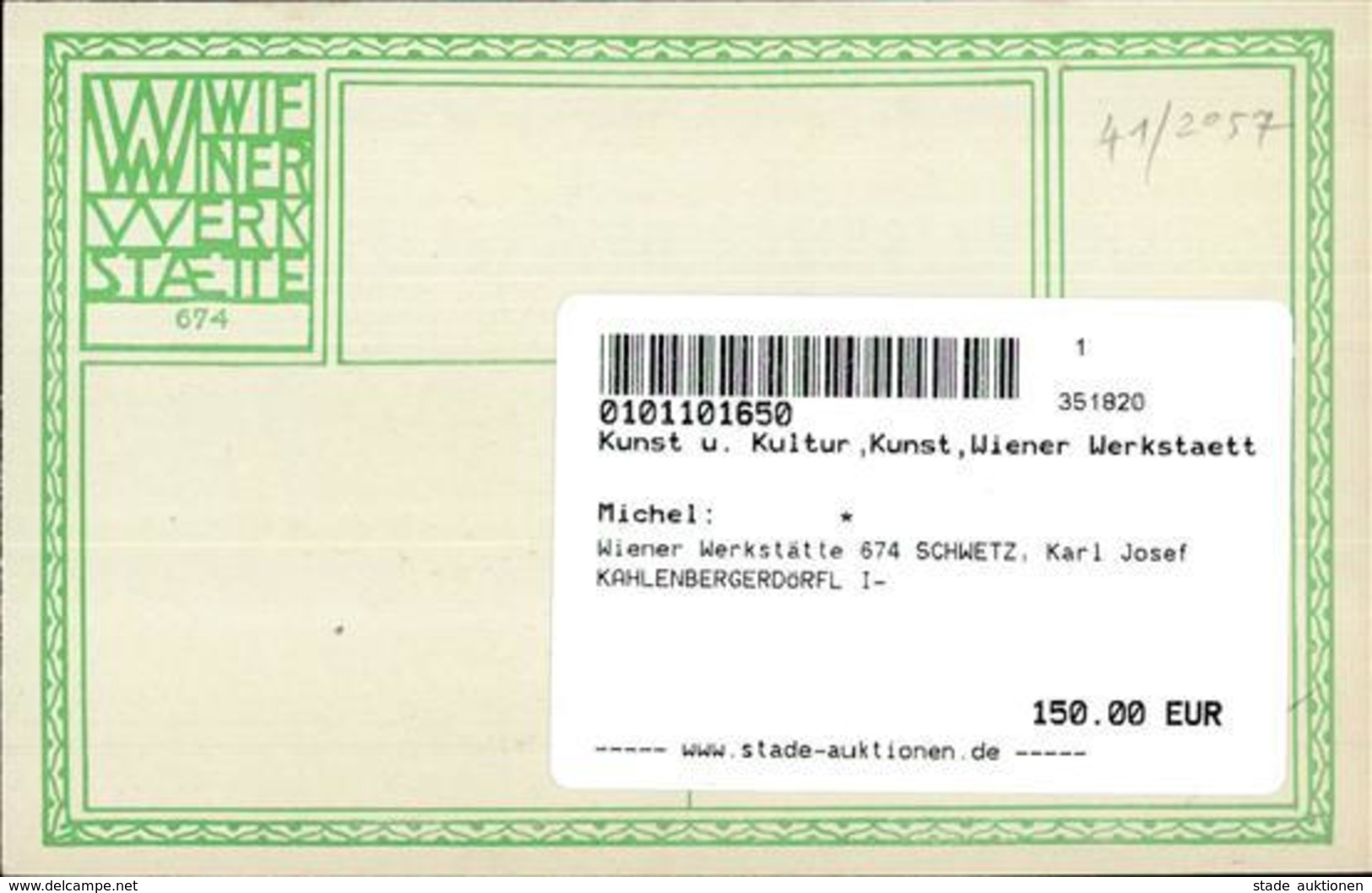 Wiener Werkstätte 674 SCHWETZ, Karl Josef KAHLENBERGERDÖRFL I- - Kokoschka