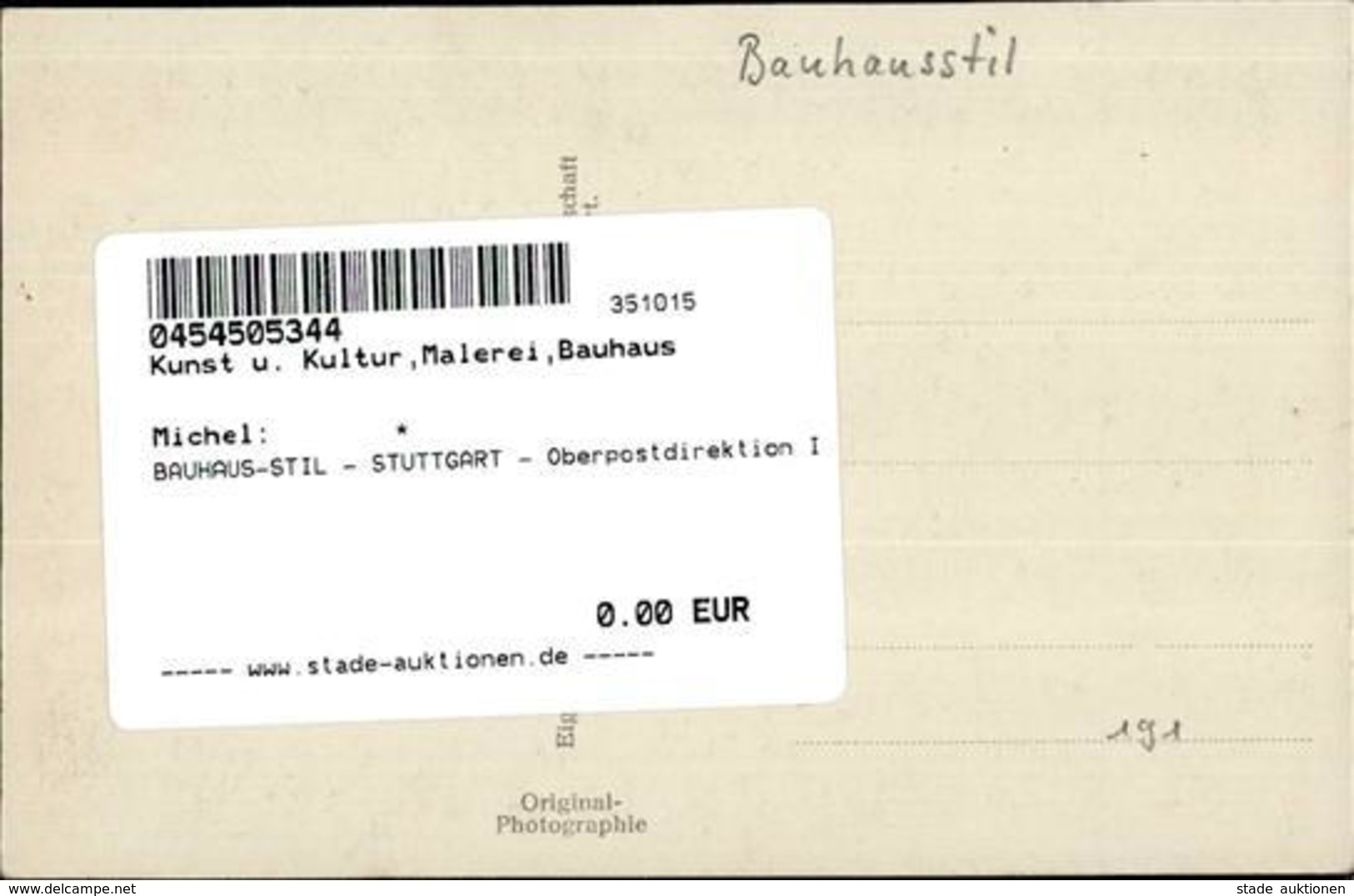 BAUHAUS-STIL - STUTTGART - Oberpostdirektion I - Other & Unclassified