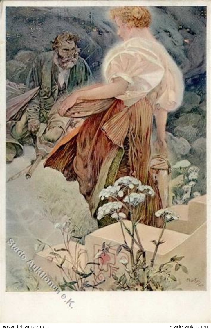 Mucha, A. Blahoslaveni Milosrdni Künstlerkarte 1919 I-II - Mucha, Alphonse